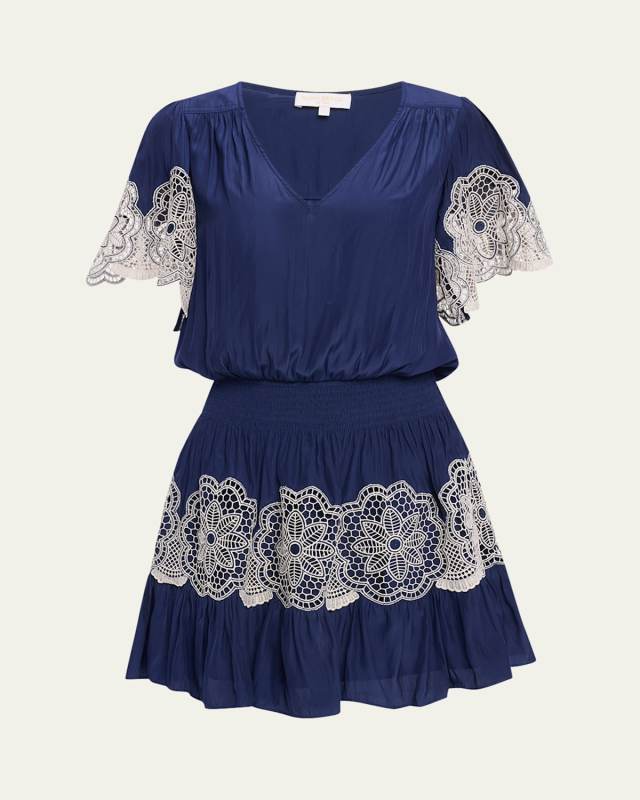 Romi Embellished Smocked Mini Dress